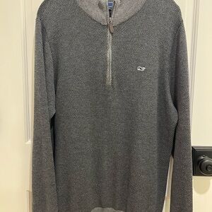 Vineyard Vines Gray Zip Up Sweater Soft Knit Classic